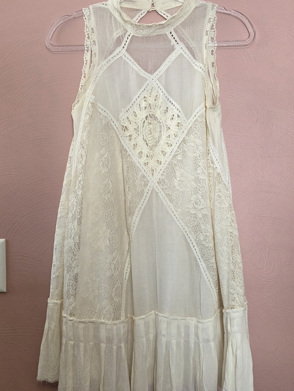 FREE PEOPLE FP ONE Ivory Angel Lace Dress Extra Small - Picture 3 of 11